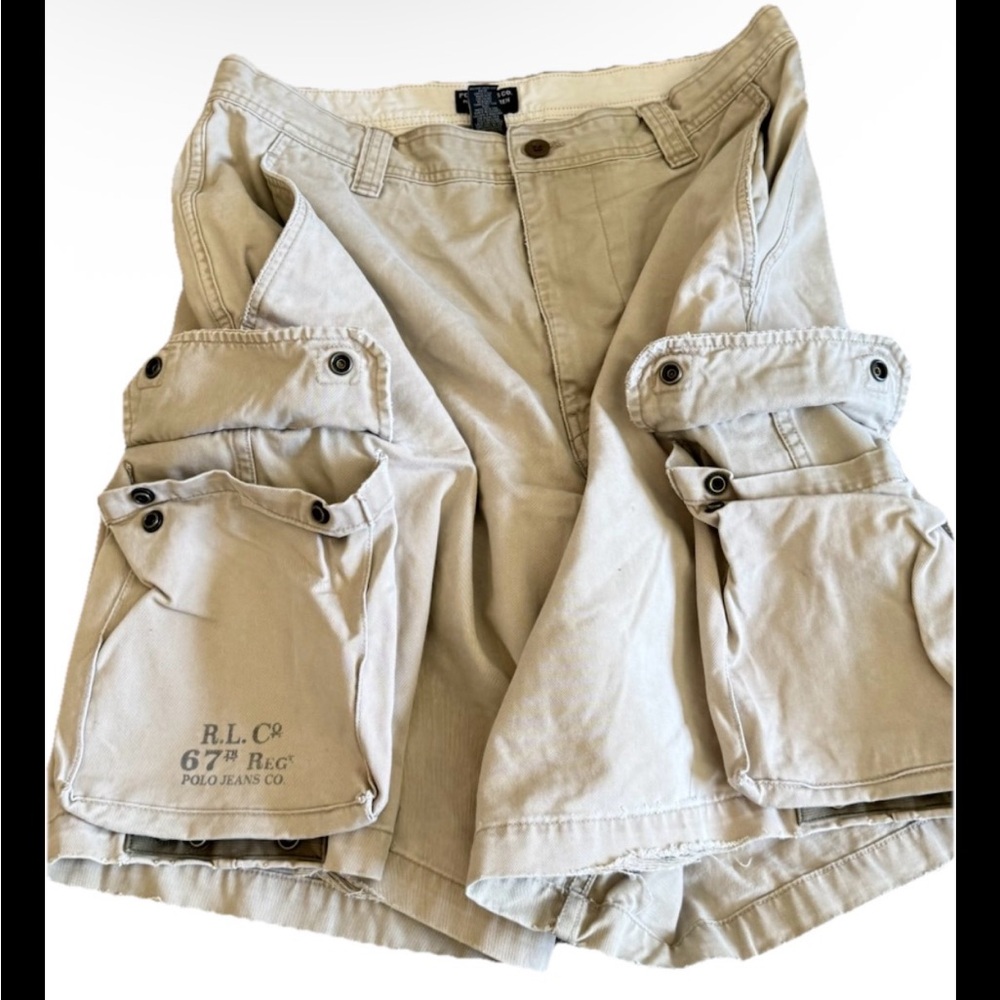 Vintage Polo Ralph Lauren Khaki Cargo Shorts men’s 34 cargo paratrooper distress